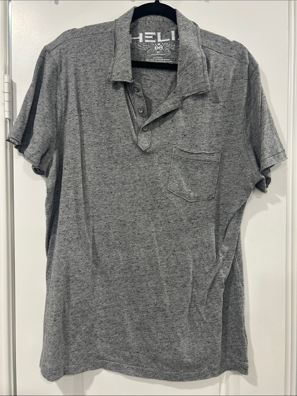 Helix Grey Short-Sleeve Polo with Chest Pocket
